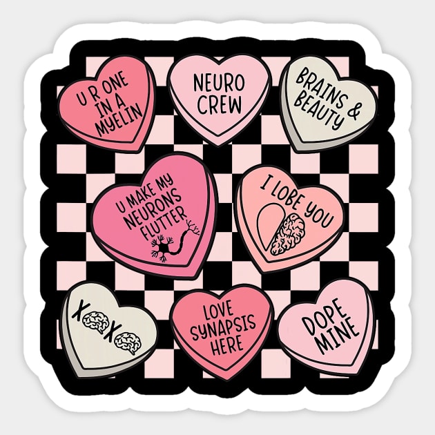 Neurology Nursing Valentines Neuro Nurse Neurologist Brain Sticker by Neldy